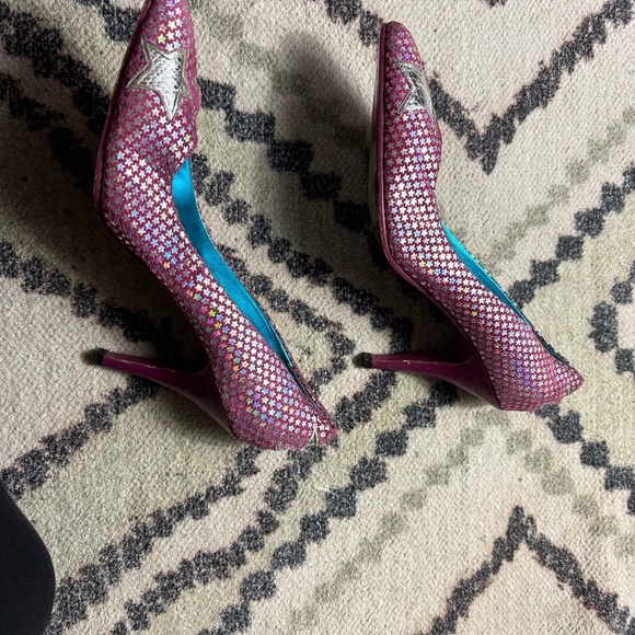 +++ RARE irregular choice shoes. Pink leather with holographic stars - Picture 6 of 6